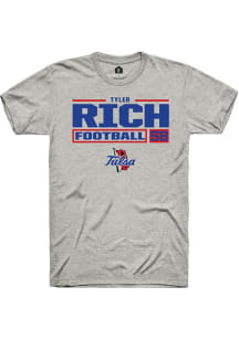 Tyler Rich Ash Tulsa Golden Hurricane NIL Stacked Box Short Sleeve T Shirt