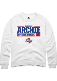 Tyshawn Archie Rally Mens White Tulsa Golden Hurricane NIL Stacked Box Crew Sweatshirt