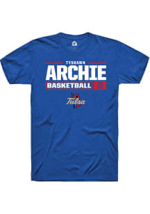 Tyshawn Archie Blue Tulsa Golden Hurricane NIL Stacked Box Short Sleeve T Shirt