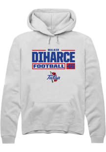 Walker Diharce Rally Mens White Tulsa Golden Hurricane NIL Stacked Box Hooded Sweatshirt