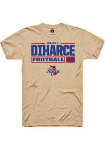 Walker Diharce Tan Tulsa Golden Hurricane NIL Stacked Box Short Sleeve T Shirt