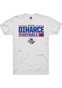 Walker Diharce White Tulsa Golden Hurricane NIL Stacked Box Short Sleeve T Shirt