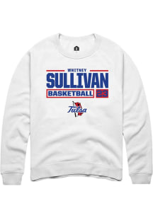 Whitney Sullivan Rally Mens White Tulsa Golden Hurricane NIL Stacked Box Crew Sweatshirt