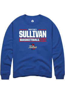 Whitney Sullivan Rally Mens Blue Tulsa Golden Hurricane NIL Stacked Box Crew Sweatshirt