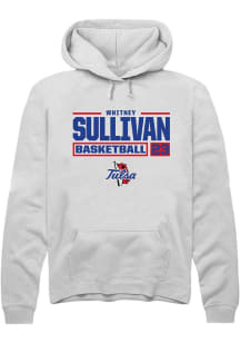 Whitney Sullivan Rally Mens White Tulsa Golden Hurricane NIL Stacked Box Hooded Sweatshirt