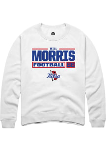 Will Morris Rally Mens White Tulsa Golden Hurricane NIL Stacked Box Crew Sweatshirt