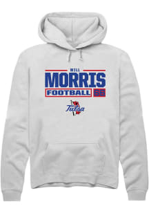 Will Morris Rally Mens White Tulsa Golden Hurricane NIL Stacked Box Hooded Sweatshirt