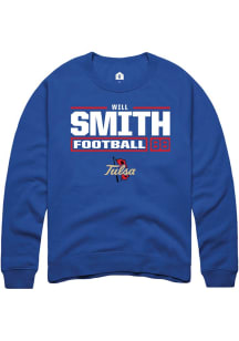 Will Smith Rally Mens Blue Tulsa Golden Hurricane NIL Stacked Box Crew Sweatshirt