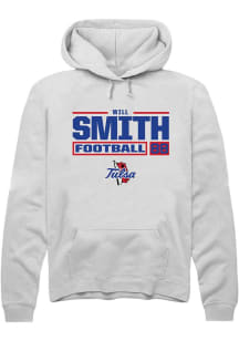 Will Smith Rally Mens White Tulsa Golden Hurricane NIL Stacked Box Hooded Sweatshirt