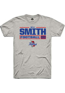 Will Smith Ash Tulsa Golden Hurricane NIL Stacked Box Short Sleeve T Shirt