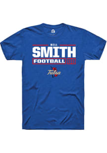 Will Smith Blue Tulsa Golden Hurricane NIL Stacked Box Short Sleeve T Shirt