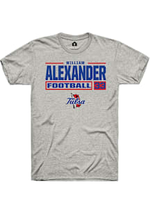William Alexander  Tulsa Golden Hurricane Ash Rally Football NIL Stacked Box Short Sleeve T Shirt