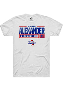 William Alexander  Tulsa Golden Hurricane White Rally Football NIL Stacked Box Short Sleeve T Shir..