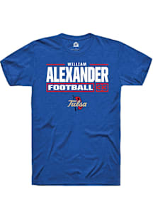 William Alexander  Tulsa Golden Hurricane Blue Rally Football NIL Stacked Box Short Sleeve T Shirt