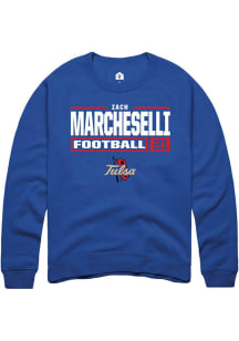 Zach Marcheselli Rally Mens Blue Tulsa Golden Hurricane NIL Stacked Box Crew Sweatshirt