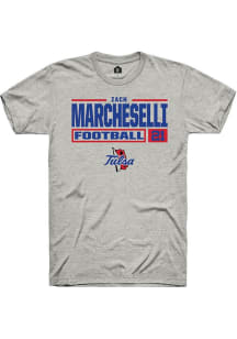 Zach Marcheselli Ash Tulsa Golden Hurricane NIL Stacked Box Short Sleeve T Shirt