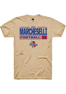 Zach Marcheselli Tan Tulsa Golden Hurricane NIL Stacked Box Short Sleeve T Shirt