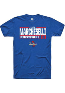 Zach Marcheselli Blue Tulsa Golden Hurricane NIL Stacked Box Short Sleeve T Shirt