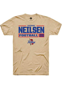 Zachary Neilsen Tan Tulsa Golden Hurricane NIL Stacked Box Short Sleeve T Shirt