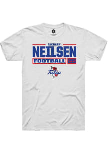 Zachary Neilsen White Tulsa Golden Hurricane NIL Stacked Box Short Sleeve T Shirt