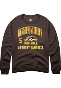 Anthony Sambucci Rally Mens Brown Western Michigan Broncos NIL Arch Logo Crew Sweatshirt