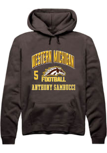 Anthony Sambucci Rally Mens Brown Western Michigan Broncos NIL Arch Logo Hooded Sweatshirt