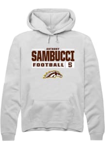 Anthony Sambucci Rally Mens White Western Michigan Broncos NIL Stacked Box Hooded Sweatshirt