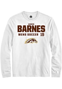 Asher Barnes Rally Mens White Western Michigan Broncos NIL Stacked Box Tee