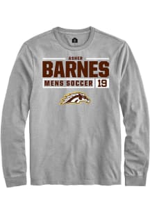 Asher Barnes Rally Mens Grey Western Michigan Broncos NIL Stacked Box Tee