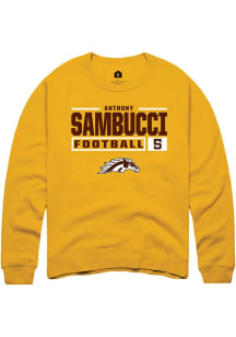 Anthony Sambucci Rally Mens Gold Western Michigan Broncos NIL Stacked Box Crew Sweatshirt