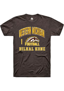 Bilhal Kone Brown Western Michigan Broncos NIL Arch Logo Short Sleeve T Shirt