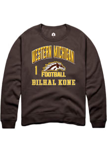 Bilhal Kone Rally Mens Brown Western Michigan Broncos NIL Arch Logo Crew Sweatshirt
