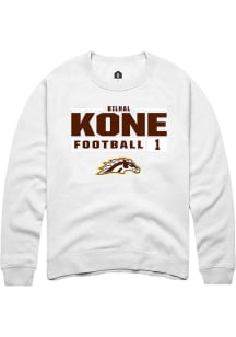 Bilhal Kone Rally Mens White Western Michigan Broncos NIL Stacked Box Crew Sweatshirt