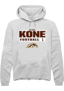 Bilhal Kone Rally Mens White Western Michigan Broncos NIL Stacked Box Hooded Sweatshirt