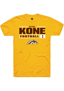 Bilhal Kone Gold Western Michigan Broncos NIL Stacked Box Short Sleeve T Shirt
