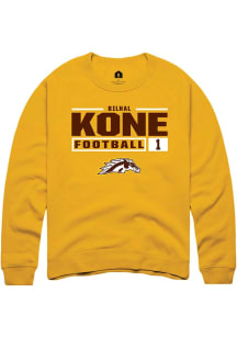 Bilhal Kone Rally Mens Gold Western Michigan Broncos NIL Stacked Box Crew Sweatshirt