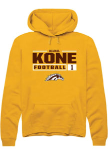 Bilhal Kone Rally Mens Gold Western Michigan Broncos NIL Stacked Box Hooded Sweatshirt