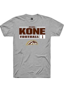 Bilhal Kone Grey Western Michigan Broncos NIL Stacked Box Short Sleeve T Shirt