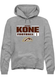 Bilhal Kone Rally Mens Grey Western Michigan Broncos NIL Stacked Box Hooded Sweatshirt