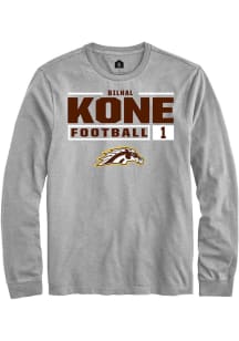 Bilhal Kone Rally Mens Grey Western Michigan Broncos NIL Stacked Box Tee