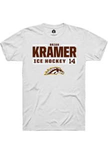 Brian Kramer White Western Michigan Broncos NIL Stacked Box Short Sleeve T Shirt