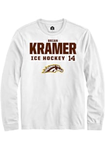 Brian Kramer Rally Mens White Western Michigan Broncos NIL Stacked Box Tee