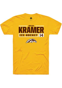 Brian Kramer Gold Western Michigan Broncos NIL Stacked Box Short Sleeve T Shirt