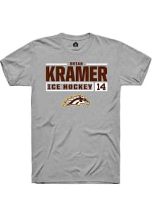Brian Kramer Grey Western Michigan Broncos NIL Stacked Box Short Sleeve T Shirt