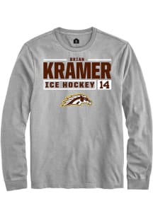 Brian Kramer Rally Mens Grey Western Michigan Broncos NIL Stacked Box Tee