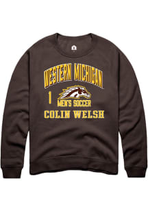 Colin Welsh Rally Mens Brown Western Michigan Broncos NIL Arch Logo Crew Sweatshirt