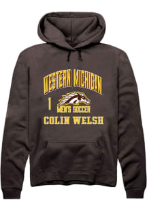 Colin Welsh Rally Mens Brown Western Michigan Broncos NIL Arch Logo Hooded Sweatshirt
