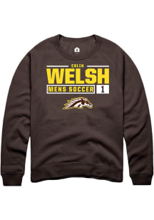 Colin Welsh Rally Mens Brown Western Michigan Broncos NIL Stacked Box Crew Sweatshirt