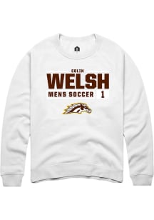 Colin Welsh Rally Mens White Western Michigan Broncos NIL Stacked Box Crew Sweatshirt