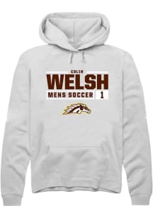 Colin Welsh Rally Mens White Western Michigan Broncos NIL Stacked Box Hooded Sweatshirt